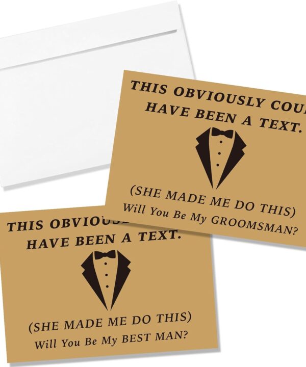 Teling 8 Pieces Groomsmen Proposal Gift Proposal Cards 7 Pieces Will You Be My Groomsman Funny Cards and 1 Will You Be My Best Man Card for Wedding Party Supplies(Khaki Background)