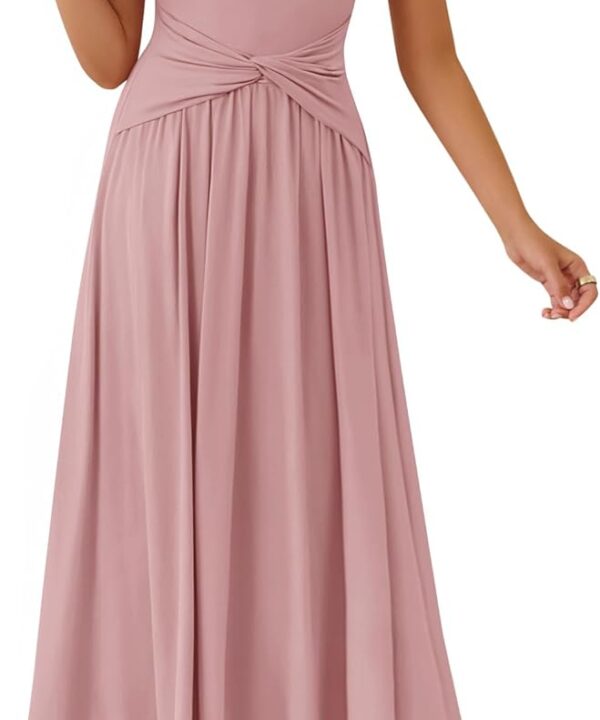 ZESICA Women's 2026 Summer Short Sleeve Maxi Dresses Twist Front Wedding Guest Cocktail Flowy A Line Long Dress