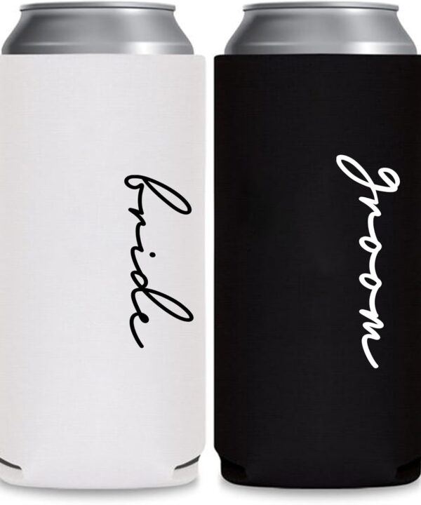 Bride and Groom Gift Wedding Novelty Can Cooler Bridal Shower Decoration,Engagement Gifts for Couples, Honeymoon Essentials.