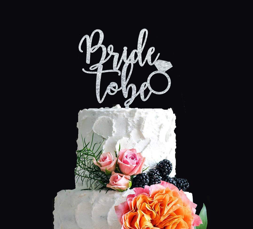 Glitter Silver Bride To Be Cake Topper Engagement Party Bridal Shower Topper Engagement Topper Bachelorette Party Decoration Hen Party Decoration (SILVER)