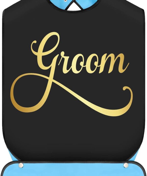 BWWKTOP Groom Bibs With Crumb Catcher Groom Clothing Protectors Bridal Shower Gag Gifts Adult Bibs For Wedding Party