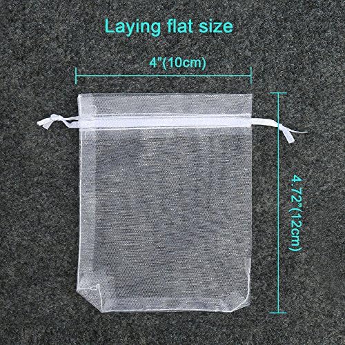 Hopttreely 100PCS Premium Sheer Organza Bags, White Wedding Favor Bags, 4×4.72 Jewelry Gift Bags for Party, Jewelry, Christmas, Festival, Bathroom Soaps, Makeup Organza, Wrapping Supplie