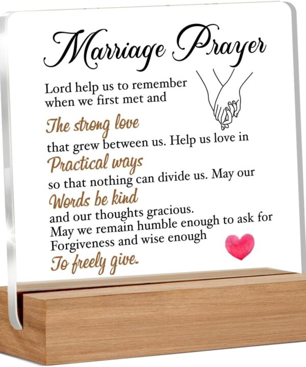 Wedding Gifts for Newlyweds, Bridal Shower Gift, Engagement Gifts for Couples, Marriage Prayer Home Decorative Signs Plaque for Desk