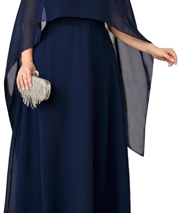TIARALY Plus Size Elegant Chiffon Dress Formal Long Cape Sleeve A Line Maxi Evening Gown Wedding Guest Cocktail Dresses
