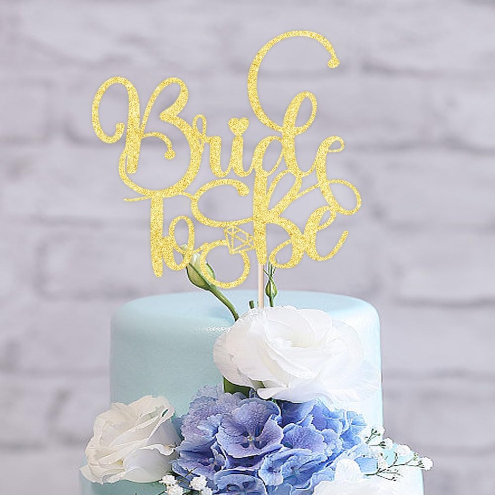 Gtseryeio Bride to Be Cake Topper,golden Glitter Ring Cake Decoration Wedding Bridal Shower Theme Party Cake Decoration Supplies