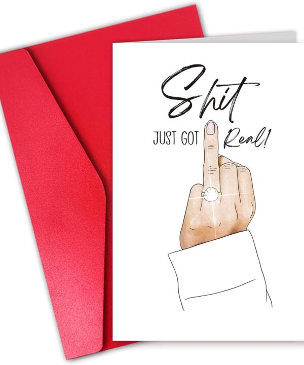 Engagement Card, Congrats Wedding Card, Engagement Gift for Women (Just Got Real)