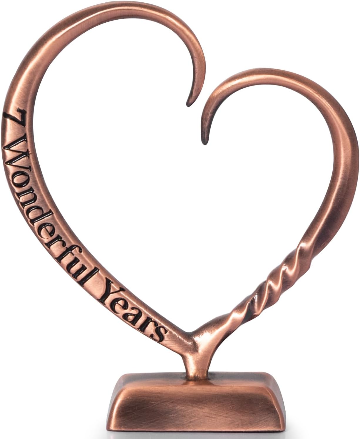BESZONE 7 Year Anniversary Copper Gifts for Her Him Gift 7th Wedding Anniversary for Couples Wife Husband Men, Hand Forged Copper Heart Art Keepsake Home Decor Artwork