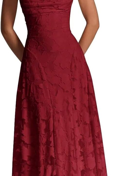 Maxi Floral Bridesmaid Dresses for Women Long A Line Cowl Neck Prom Dress Boho Lace Fomal Evening Gown
