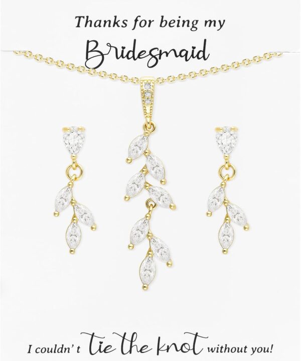 CEELGON Leaf Jewelry Set Bridesmaid Gifts I Couldnt Tie The Knot Without You Wedding Bridal Proposal Box Gifts for Women