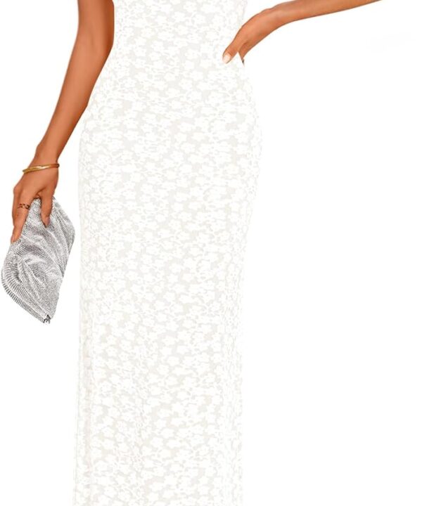 ZESICA Women's 2026 Summer Boho Floral Strapless Bodycon Midi Dress Off Shoulder Tube Beach Cocktail Party Long Dresses