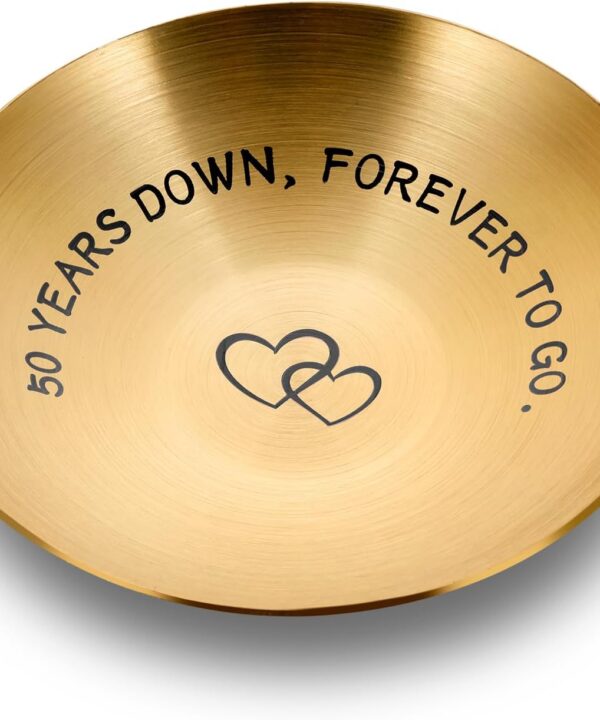 50th Anniversary Day Gifts for Couple Wedding Anniversary Day Gifts for Wife Gold Anniversarys Day Gift for Parents for Grandma Gold Anniversarys Decoration Valentine Jewelry Tray