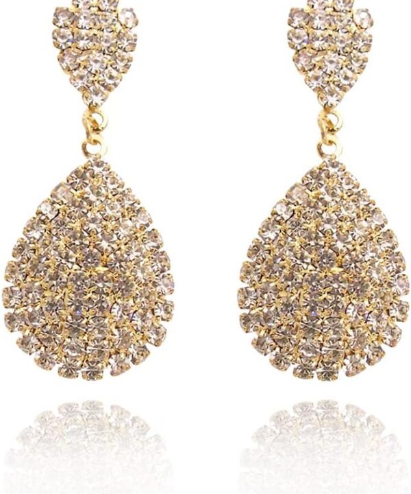 MagiDeal Wedding Earrings Gold Plating Teardrop Dangle Earrings