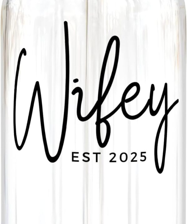 KLUBI Wedding Gift for Bride - Wifey Est 2025 Wifey Cup with Straw and Lid Cool Bridal Shower Gifts for Bride To Be Wifey Gifts Cup Tumbler Mrs Cup Wedding Gifts 2025
