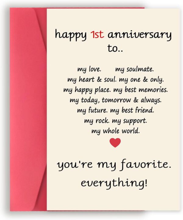 Asmallgf Happy 1 Year Wedding Anniversary Card for Her Him, Funny Gifts for 1st Boyfriend Girlfriend Anniversary, Paper Anniversary for Husband Wife