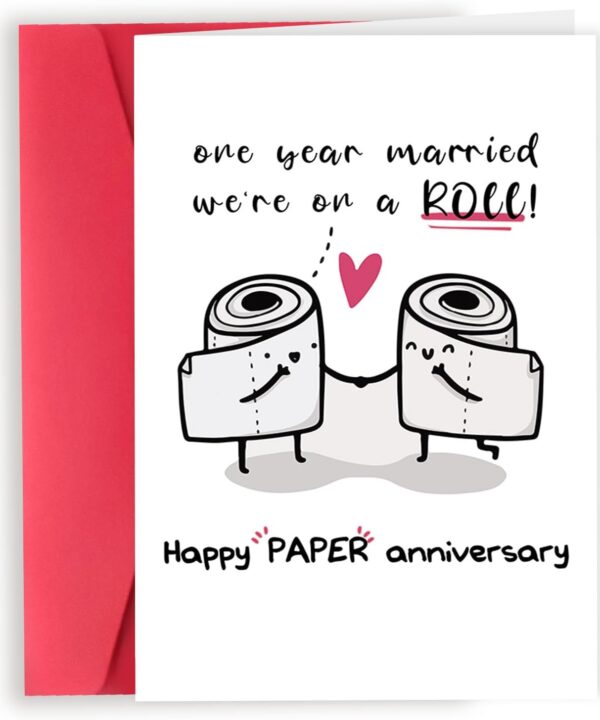 Londue Happy 1st Anniversary Wedding Gifts for Him Her, Funny Paper Anniversary Cards for Wife Husband, Romantic 1 Year Anniversary Card for Couple, First Aday Day Gifts
