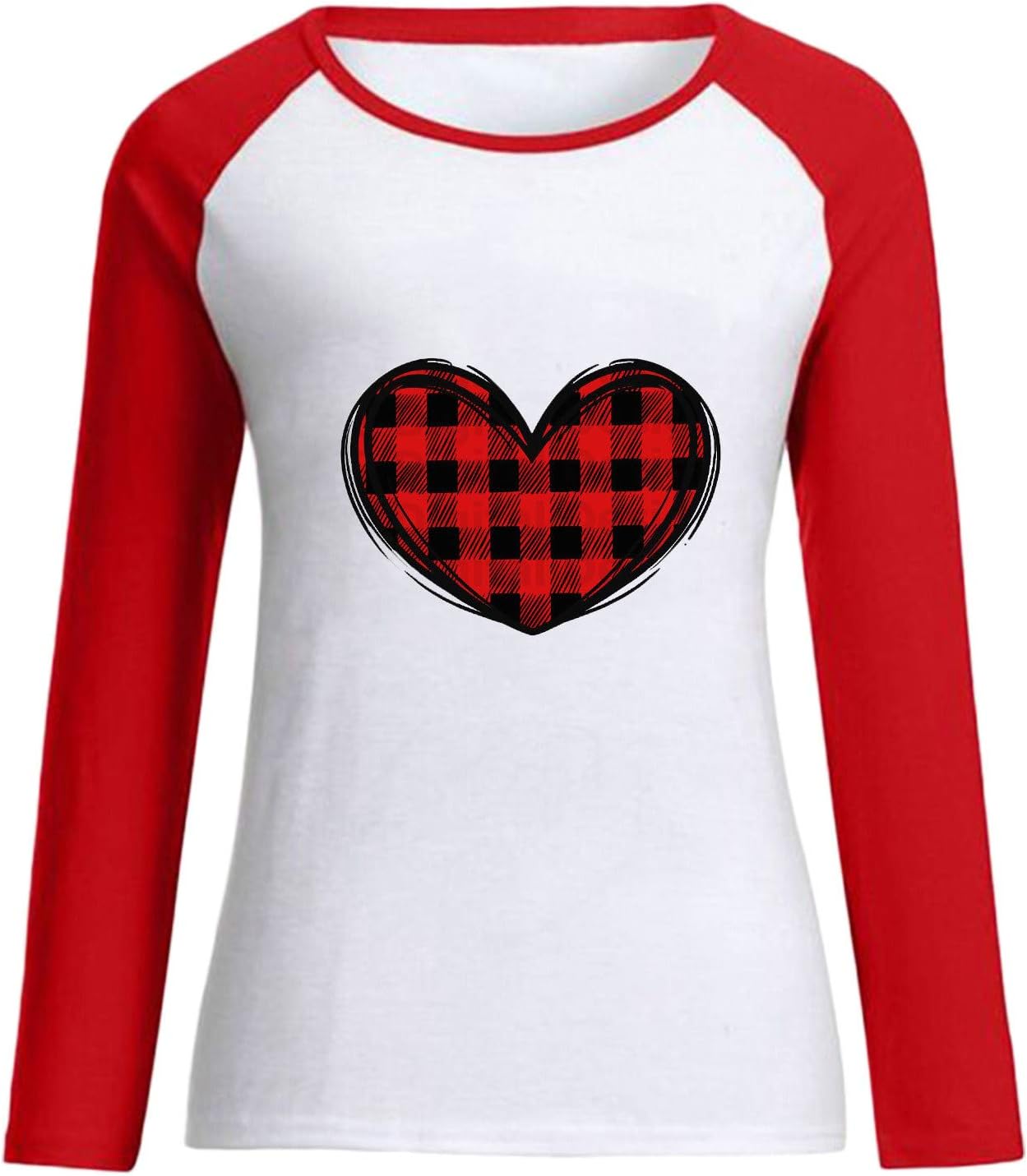 Womens Valentine s Day Heart Printed Long Sleeve Sweatshirt Tops Blouse T Shirt