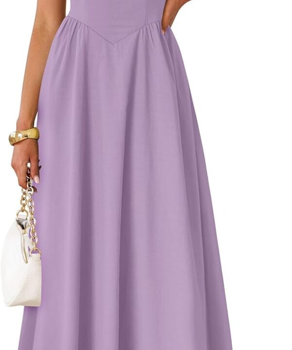 ZESICA Women's Summer Sleeveless Halter Midi Dress 2026 Off Shoulder High Waist Flowy Beach Wedding Guest Long Dresses