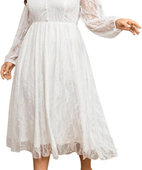 SCOMCHIC Womens Plus Size Cocktail Dress Wedding Guest Lace Long Sleeve Formal Party Maxi Dresses