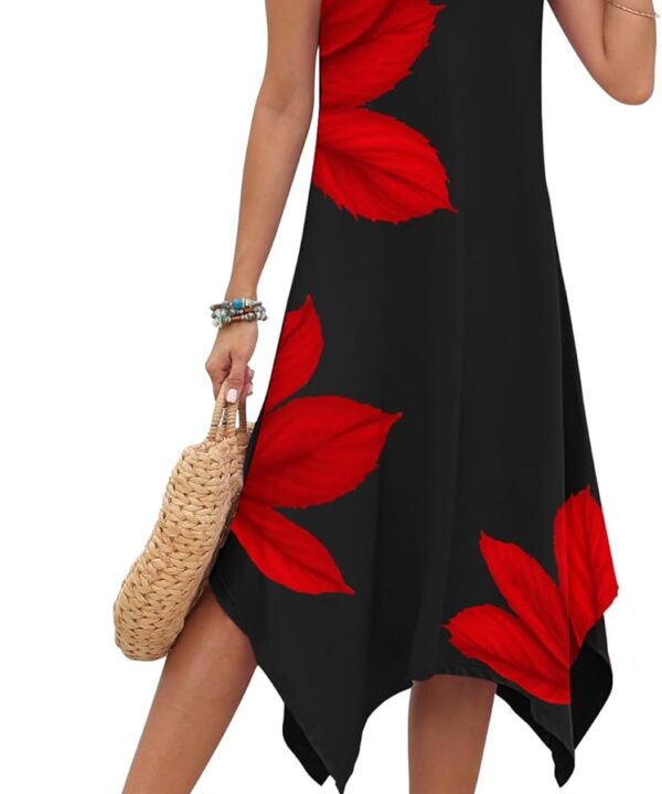 AUSELILY Women's Summer Dresses 2026 Casual Sleeveless Sundress Asymmetrical Hem Midi Tank Beach Dress with Pockets