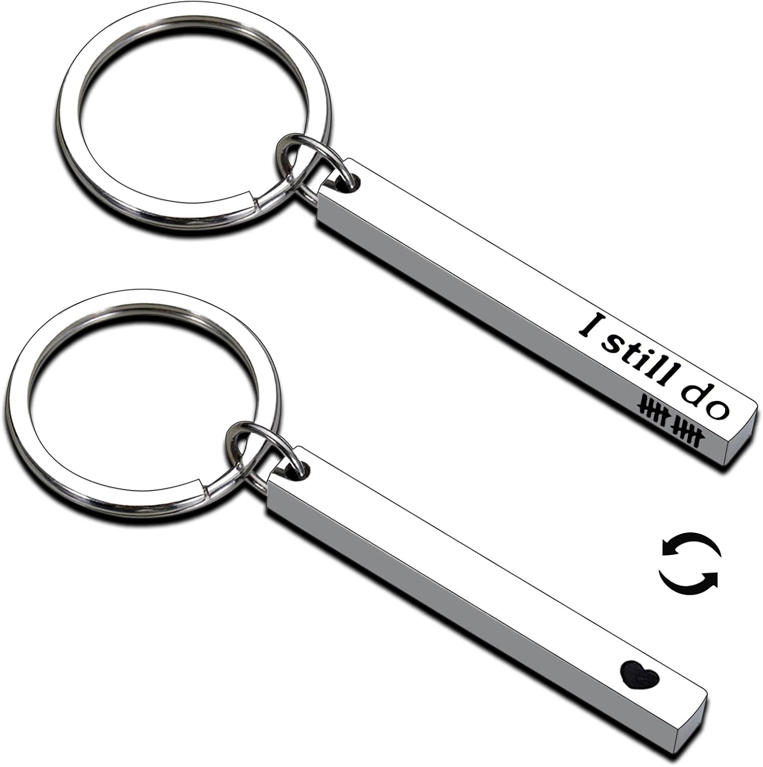 KINMES 10th Anniversary Tin Gifts - 10 Year Tin Anniversary Wedding Gifts for Husband Wife Boyfriend Girlfriend I Still Do Keychain for Him Her Married Couples