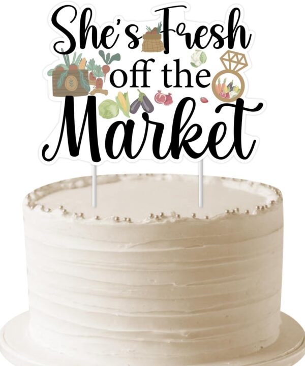 Farmers Market Bridal Shower Cake Topper, She's Fresh Off the Market Bridal Shower Decorations Farm Vegetables Fruit Cake Decor for Women Fresh Off the Market Bridal Showers Party Supplies