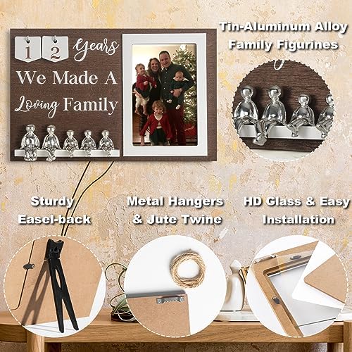 Anniversary Idea for Wife Gifts, 10th Year Wedding Anniversaries Tin Gift for Couples Him Her Husband, Aluminum Sculptures Family Tree Picture Frame Keepsake Decor Sculptures DIY Personalized