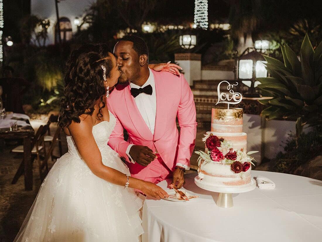 Gorgeous Love Cake Topper Anniversary Party Decorations Classical Sliver Wedding Cake Topper for Wedding/Bridal Shower Party Supplies