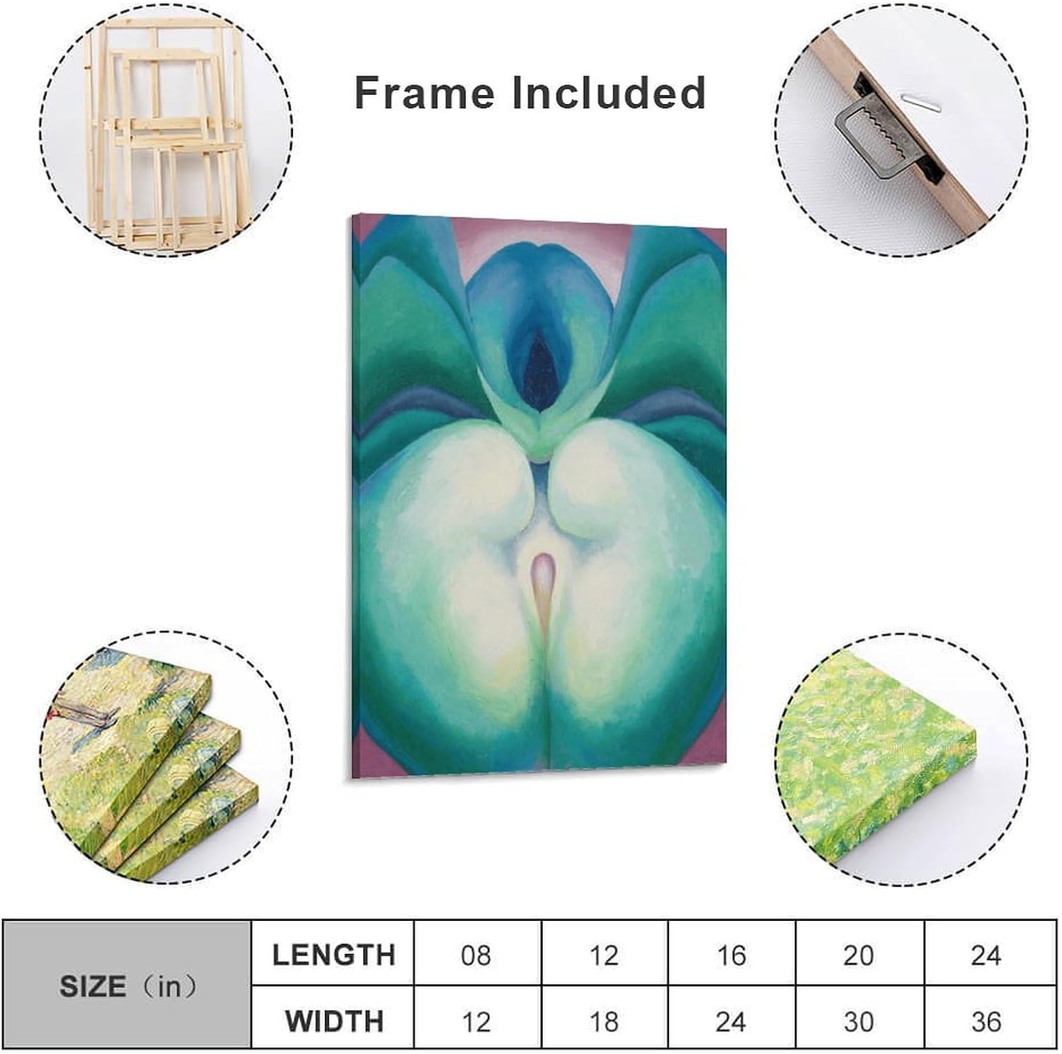 Georgia OKeeffe PrintsSeries I White & Blue Flower Shapes Canvas Art Poster Gifts Canvas Painting Poster Wall Art Decorative Picture Prints Modern Decor Framed-unframed 08x12inch(20x30cm)