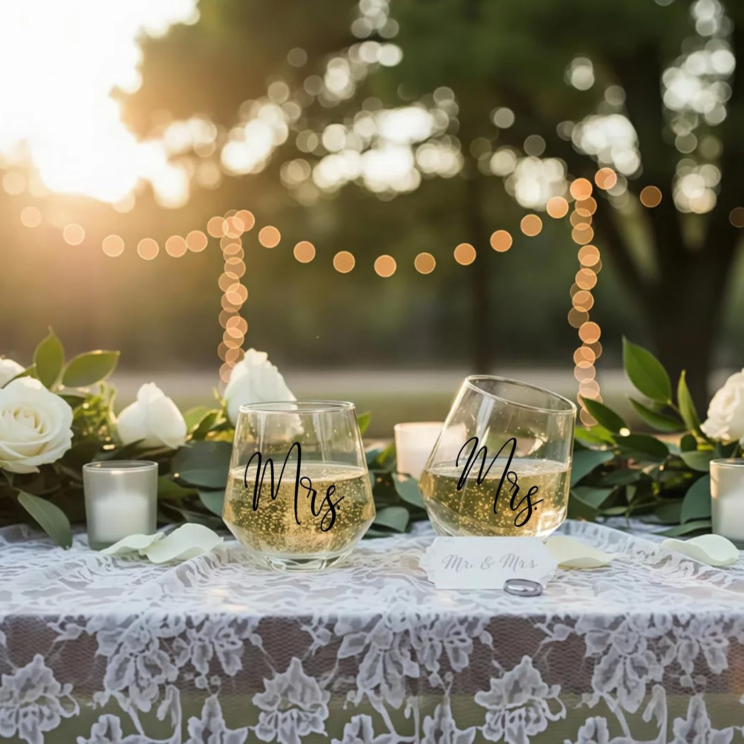 Mrs and Mrs Wine Glass Set of 2, Lesbian Couple Idea for Girlfriend, Engagement Gifts for Couples, Birthday Anniversary Valentines Day Gifts for Newly Engaged Couples Her Wife Girlfriend