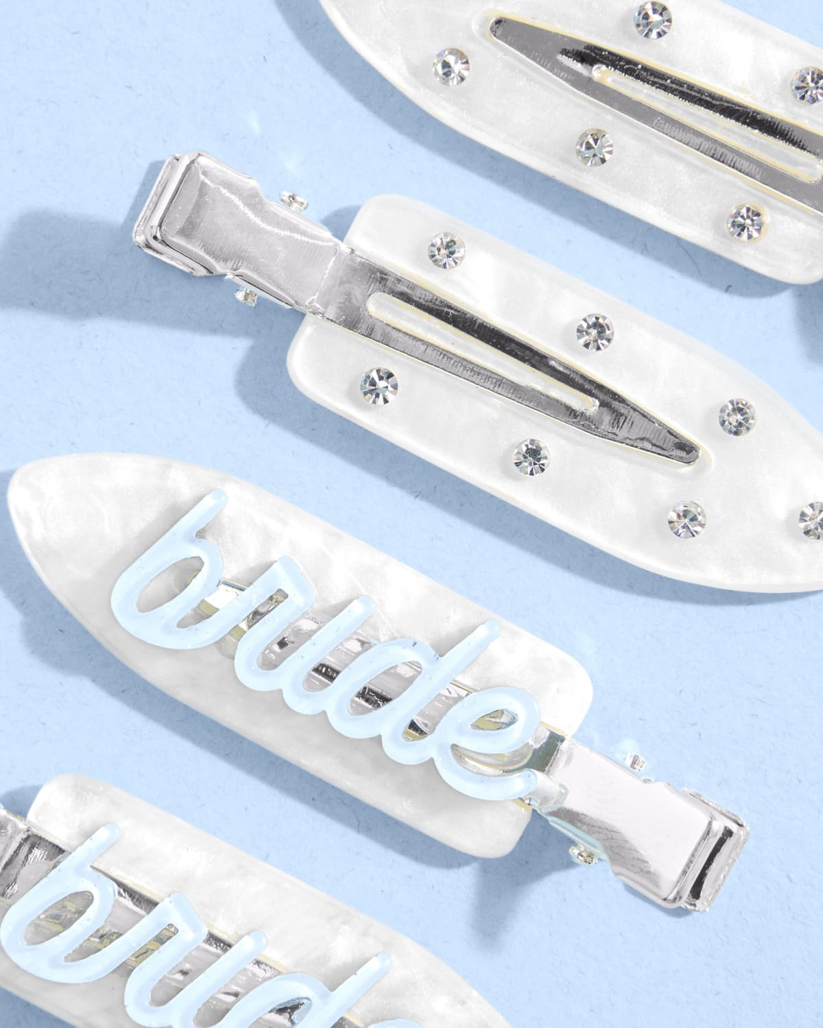 xo, Fetti Bride Beauty Clips – 4 pc | Bachelorette Party, Blue White Bridal Hair Clip, Wedding Get Ready With Me, Bridal Shower Favor, Wedding Accessory