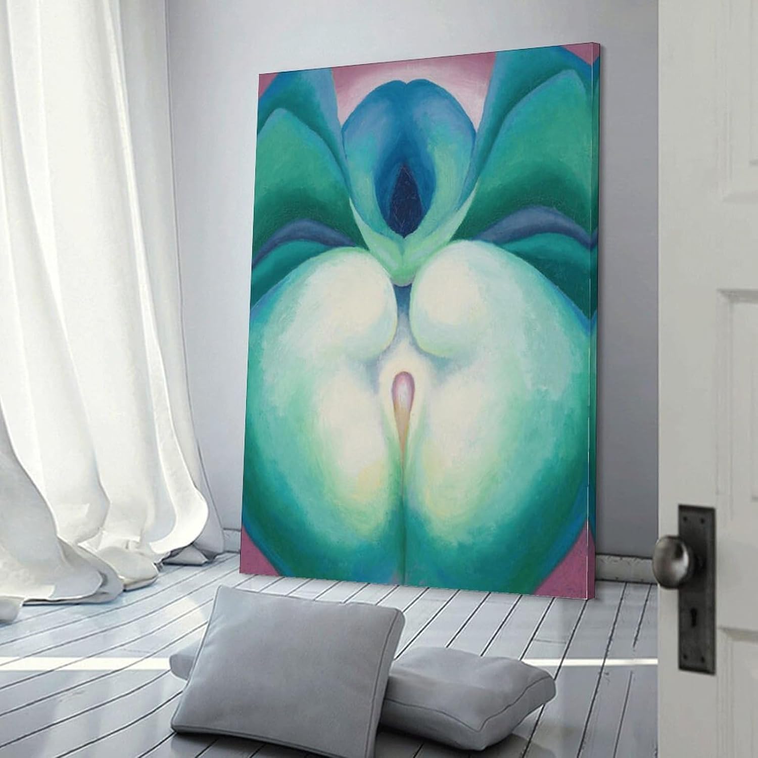 Georgia OKeeffe PrintsSeries I White & Blue Flower Shapes Canvas Art Poster Gifts Canvas Painting Poster Wall Art Decorative Picture Prints Modern Decor Framed-unframed 08x12inch(20x30cm)