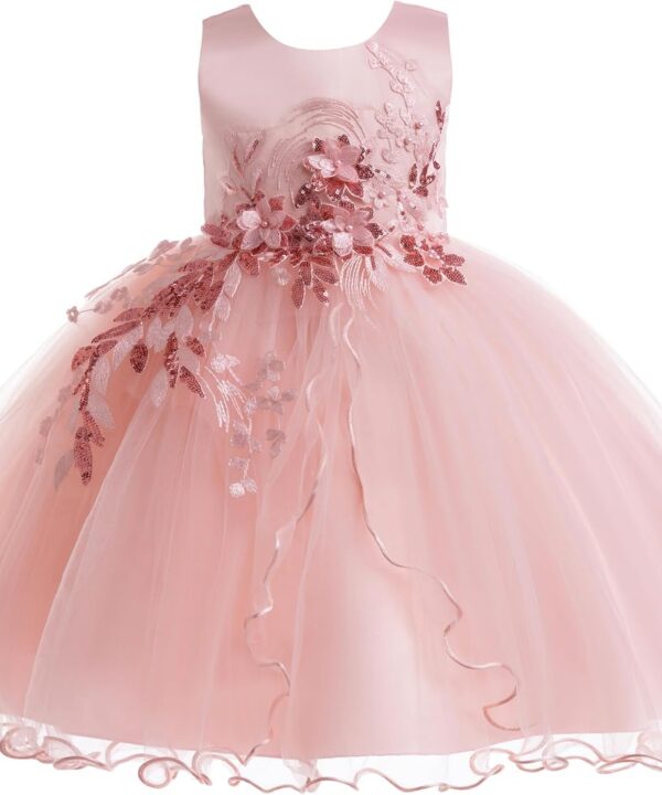 Weileenice Flower Girls Lace Bridesmaid Dress Kids Princess Wedding Prom Pageant Birthday Party Tutu Tulle Dresses