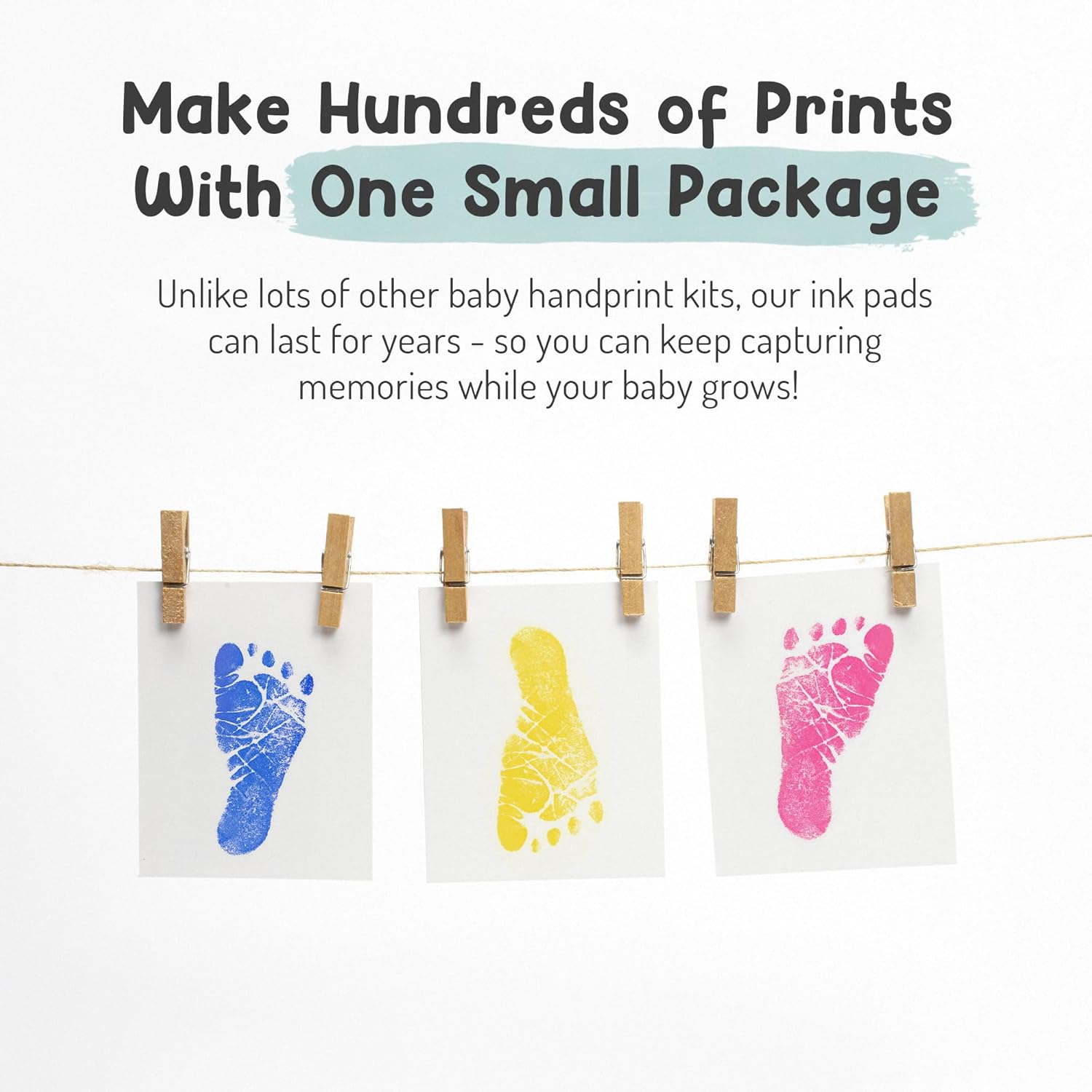 Baby Hand and Footprint Kit by Forever Fun Times | Get Hundreds of Detailed Prints with One Baby Safe Ink Pad | Easy to Clean, and Works with Any Paper or Card | Clean and Safe (Small Black)