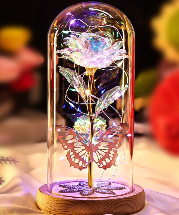 Valentines Day Rose Gifts for Her Women Mom, Galaxy Glass Rose Forever Preserved Flowers for Delivery Prime Rose in Glass Dome Valentine's Day Flowers Gift for Wife Girlfriend Daughter Anniversary