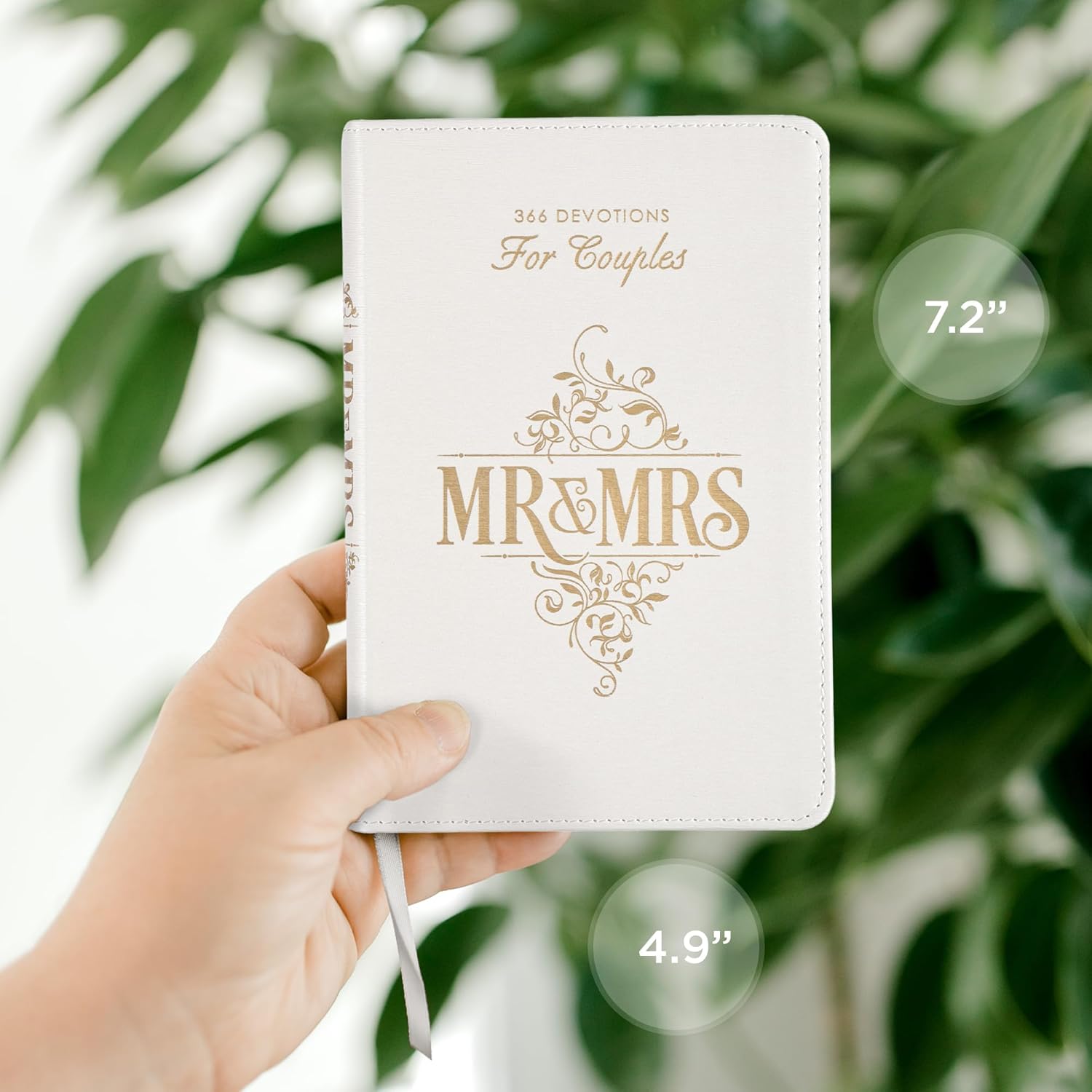 Mr. and Mrs. 366 Devotions for Couples – White Faux Leather Devotional Gift Book for Bride and Groom, Engaged