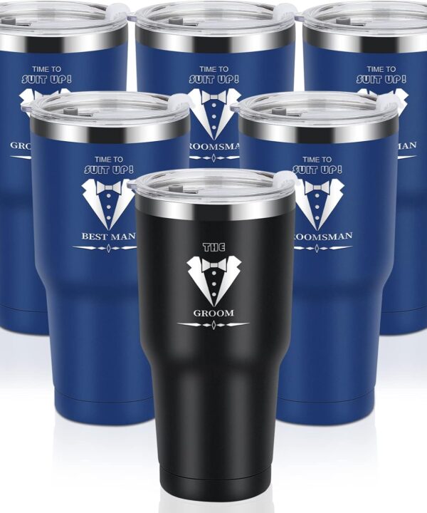 Groomsmen Gifts Set of 6, 40oz Stainless Steel Modern Tumbler for Wedding, Bachelor Party