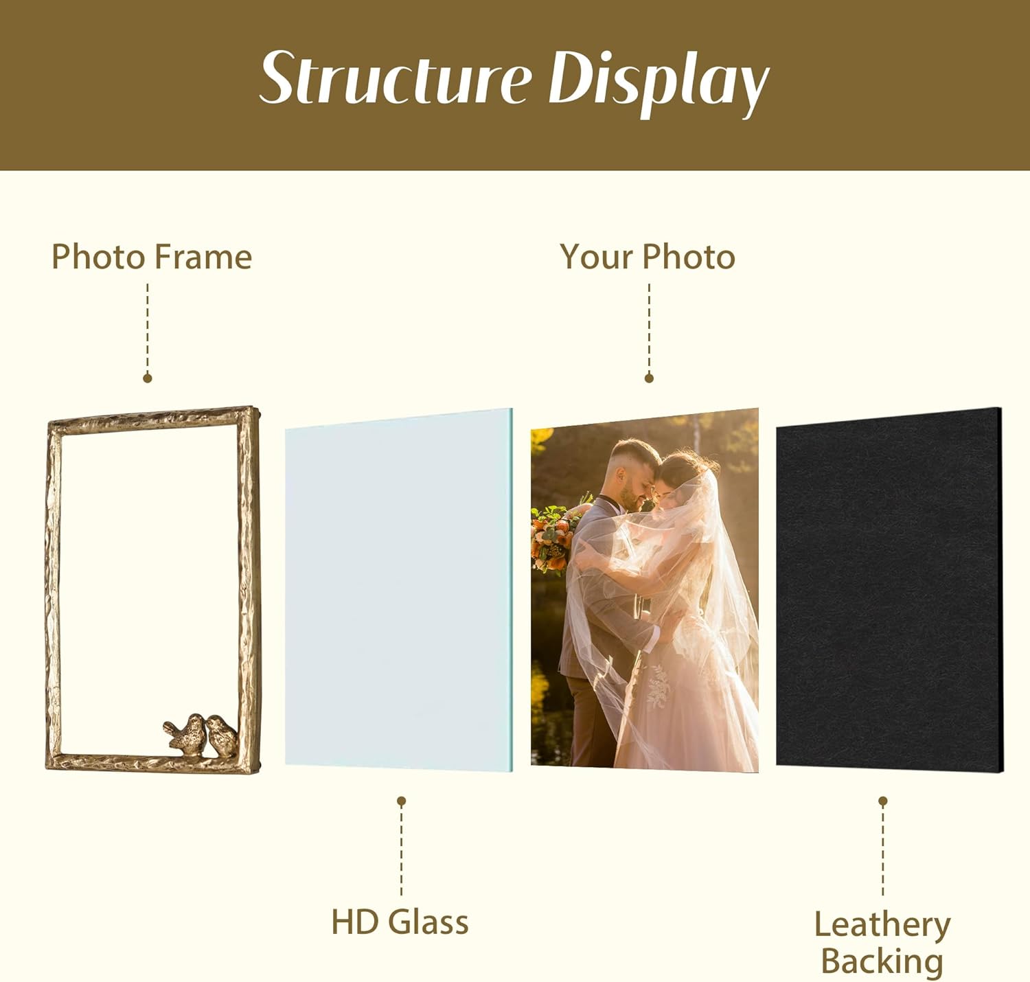 Synovana Romantic Aged Gold 4×6 Picture Frame with Lovebirds Vintage-Style Metal Photo Frame for Cherished Memories and Meaningful Gifts