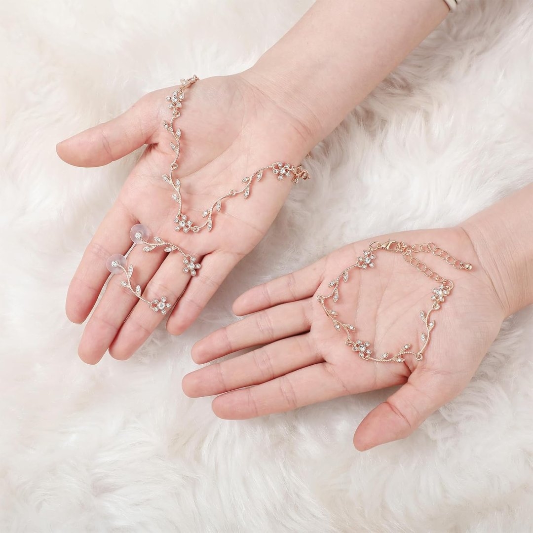 Yolev Bridal Jewelry Set Crystal Necklace Earrings Bracelet Wedding Rhinestone Choker Necklace for Brides Bridesmaid