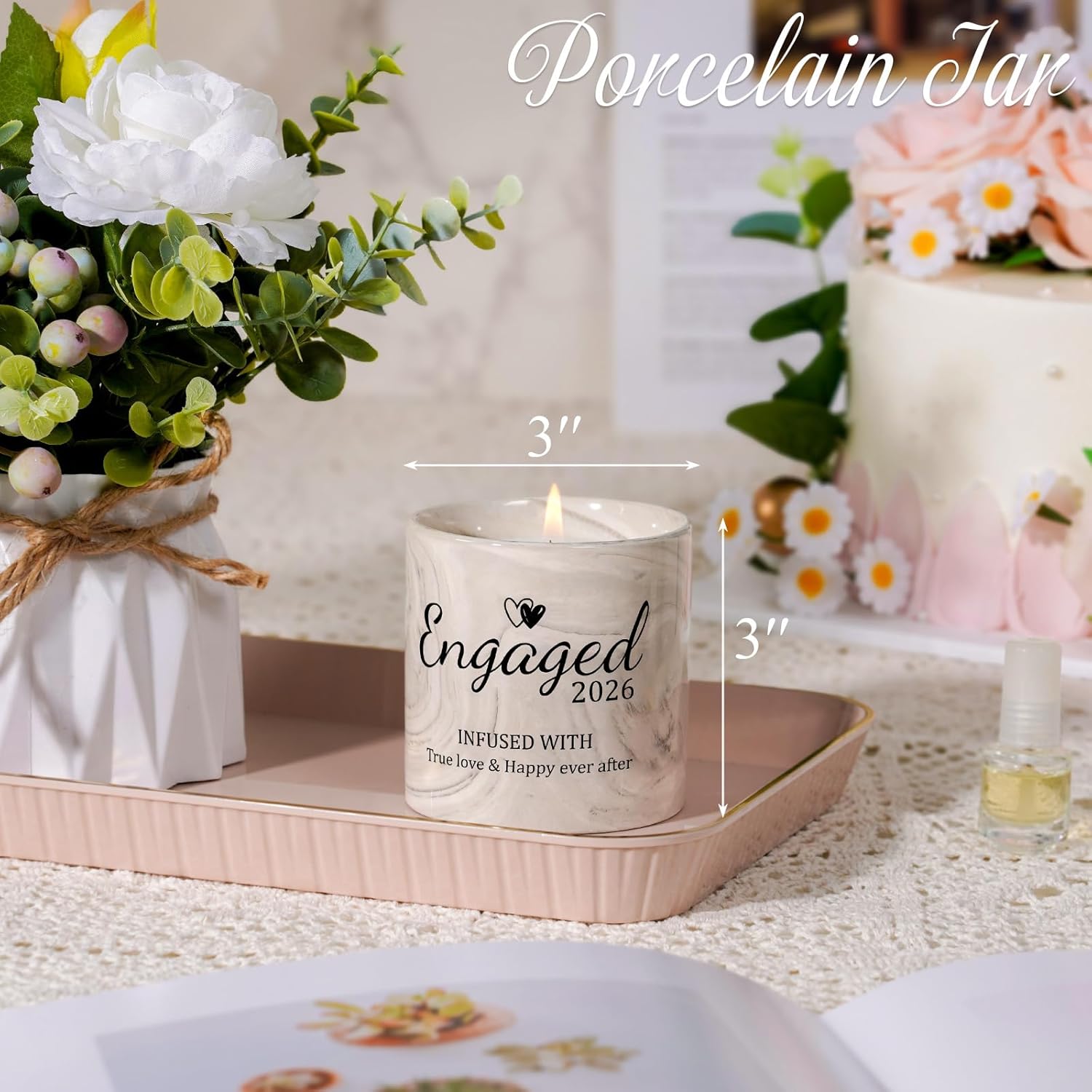 Engagement Gifts – Gift for Newly Engaged Couples, Fiance Gifts for Women, Bridal Shower, Wedding Bride Gift – Engaged Present 6 Oz Engaged 2026 Lavender Ceramics Candle