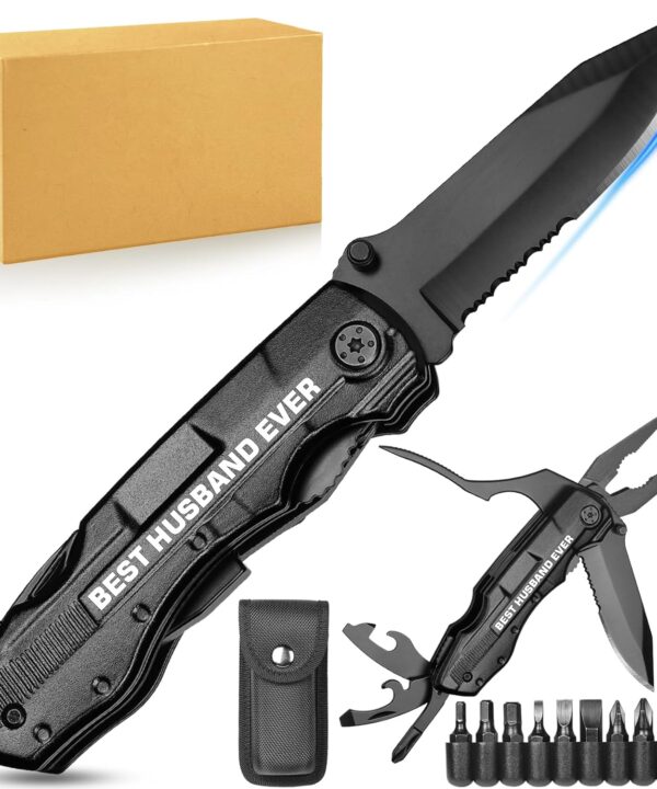 Gifts for Husband Him - Valentines Day Ideal Gifts for Husband, "BEST HUSBAND EVER" Multitool Knife - Husband Birthday Gift, Gifts for Husband from Wife - Anniversary Fathers Day Practical Gifts