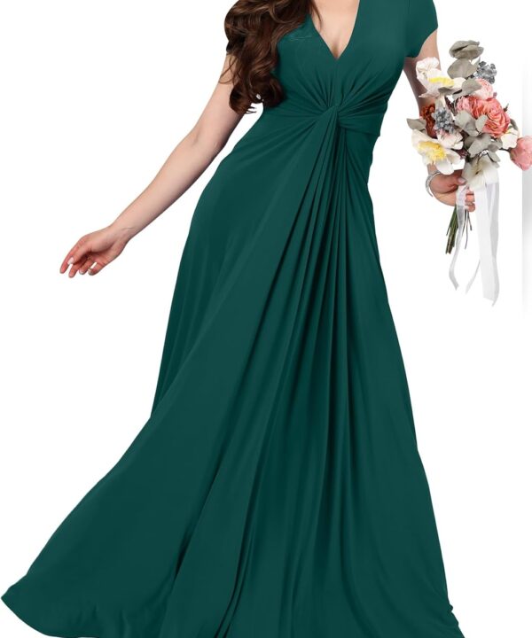 KOH KOH Womens 2025 Long Flowy Cap Sleeve Empire Waist Cocktail Maxi Dress Gown