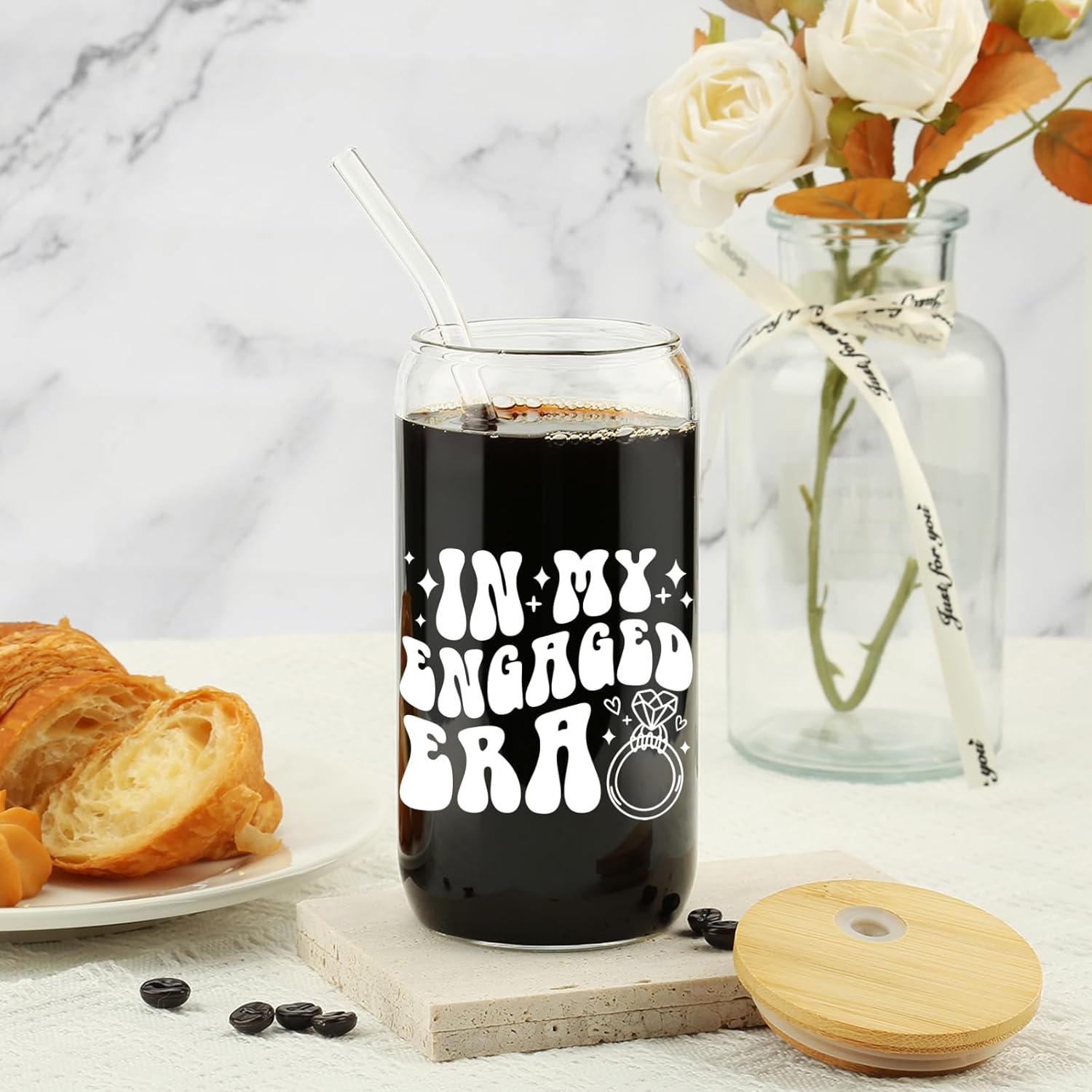 Engagement Gifts, In My Engaged Era Glass Cup, Future Bride Gift Ideas, Bridal Shower Gift for Her, Wedding Gifts for Best Friend – Newbride, Fiance Present – Bride to Be Tumbler – Present for Her