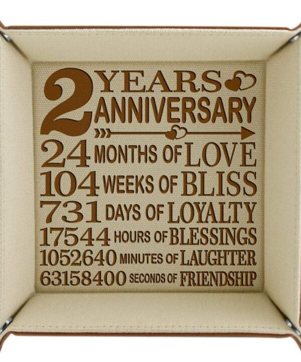 2 Years Anniversary Traditional Cotton Gift, 2nd Wedding Anniversary, Engraved Cotton Organization Jewelry Tray