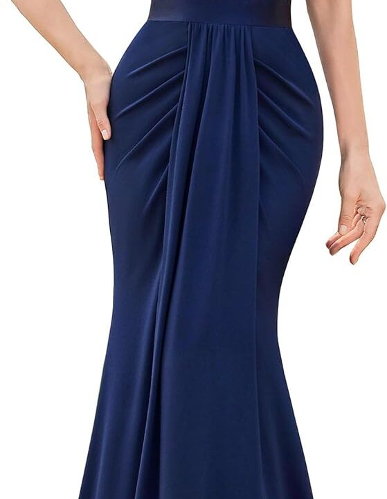 Miusol Women's Elegant Halter V-Neck Lace Sequin Pleated Formal Evening Maxi Dress