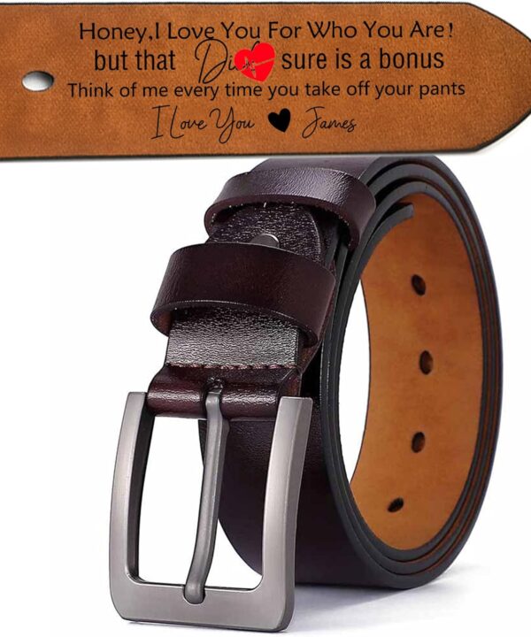 I Love You For Who You Are,Personalized Engraved Genuine Leather Belt for Men,Custom Name Belt for Valentine's Day