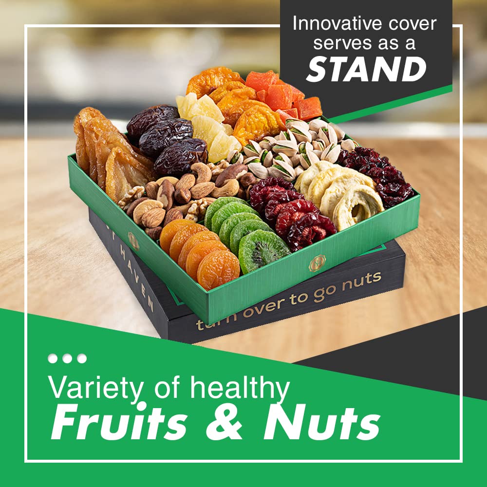 Holiday Christmas Dried Fruit & Nuts Gift Basket – Fresh Dried Fruit & Nuts Gift Basket – Assorted Food Gift Box for Christmas, Holiday, Family, Sympathy, Men & Women.
