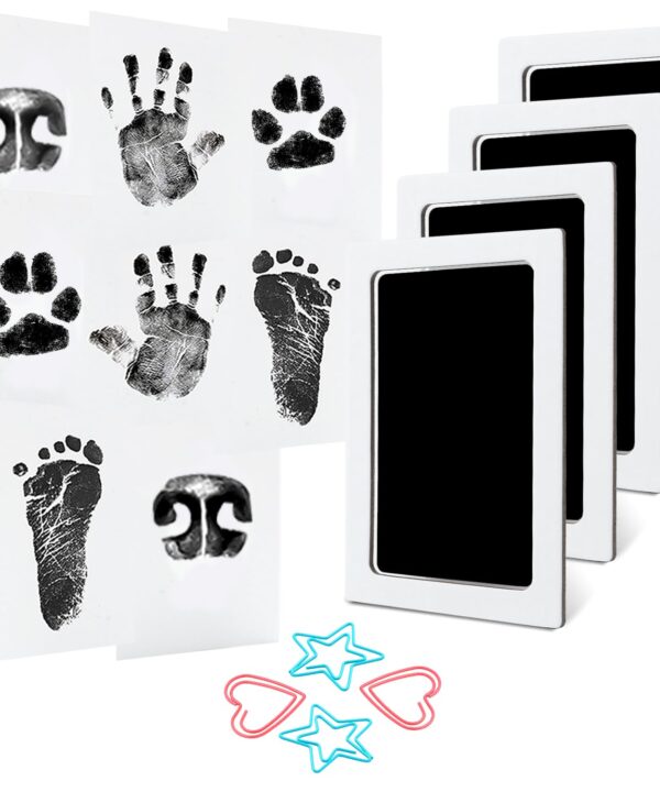 4-Pack Baby Inkless Hand and Footprint Kit Paw Nose Print Kit for Dogs Cats Pets Clean Touch Ink Pad for Baby Pets Newborn Keepsake Mess-Free Ink Pad