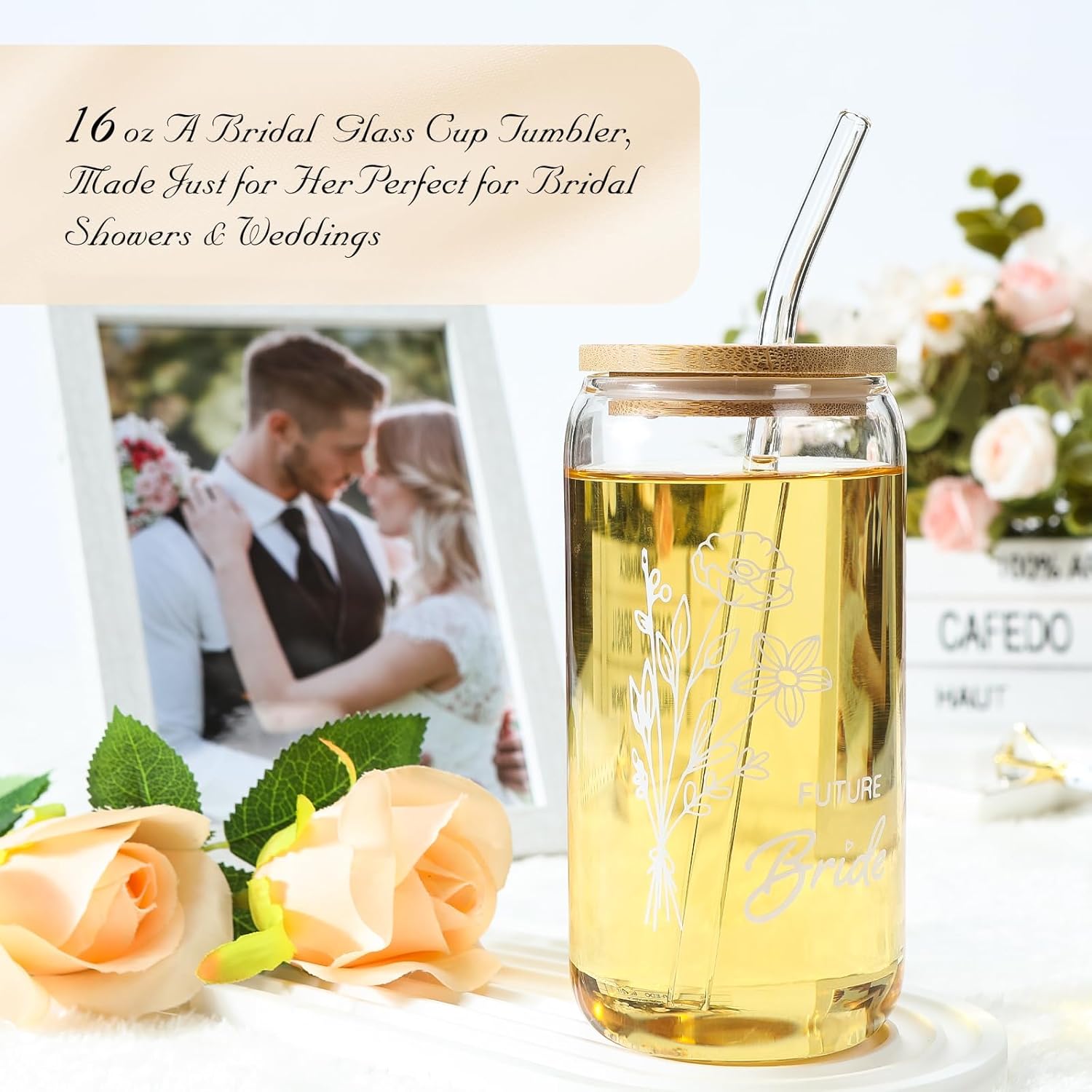 Bridal Shower Gift Box for Bride to Be – Best Wedding Gift Set with 16oz Stainless Steel Tumbler,Soy Candle, Socks & cup – Engagement & Bachelorette Party for bride to be box