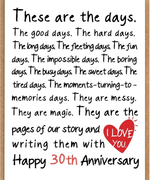 30th Anniversary Card for Couple Husband Wife, 30 Year Anniversary Card Gifts, 30th Wedding Anniversary Cards, Happy Pearl Anniversary