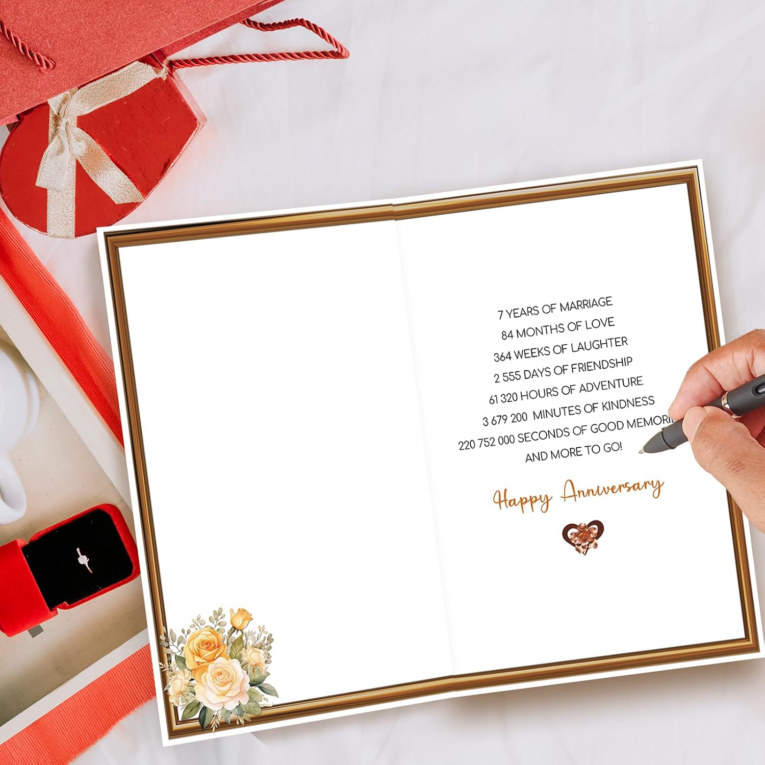 Bestmelo 7 Year Anniversary Card,7th Anniversary Card Gifts,7 Year Wedding Anniversary Day Gifts,Happy Copper Anniversary,8×5.3 Inches,Double-Sided